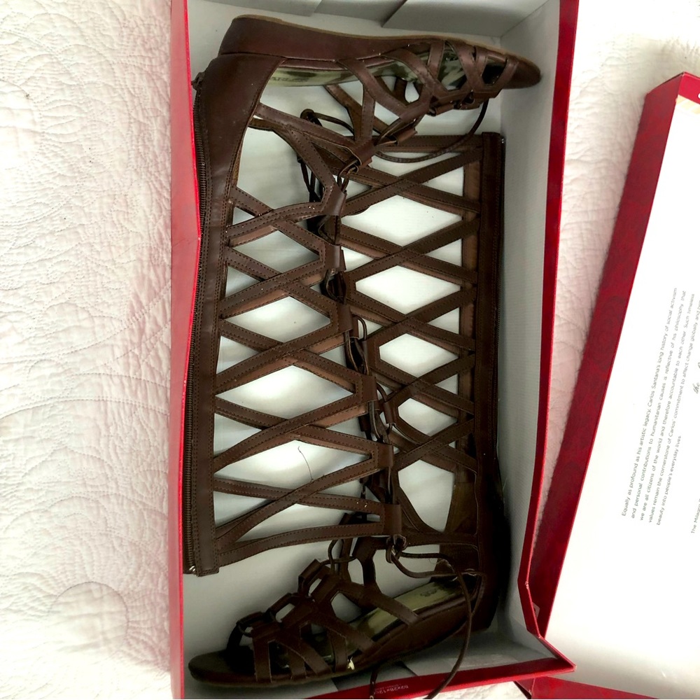 Carlos Santana lace up gladiator sandals , color brown